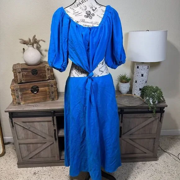 Farm Rio Knotted Linen Blend Blue Midi Cut Out Dress Off Shoulder Size L is  available for purchase on au PAY Market - Imported Goods Online Store  Co.Ltd. | au PAY Market -
